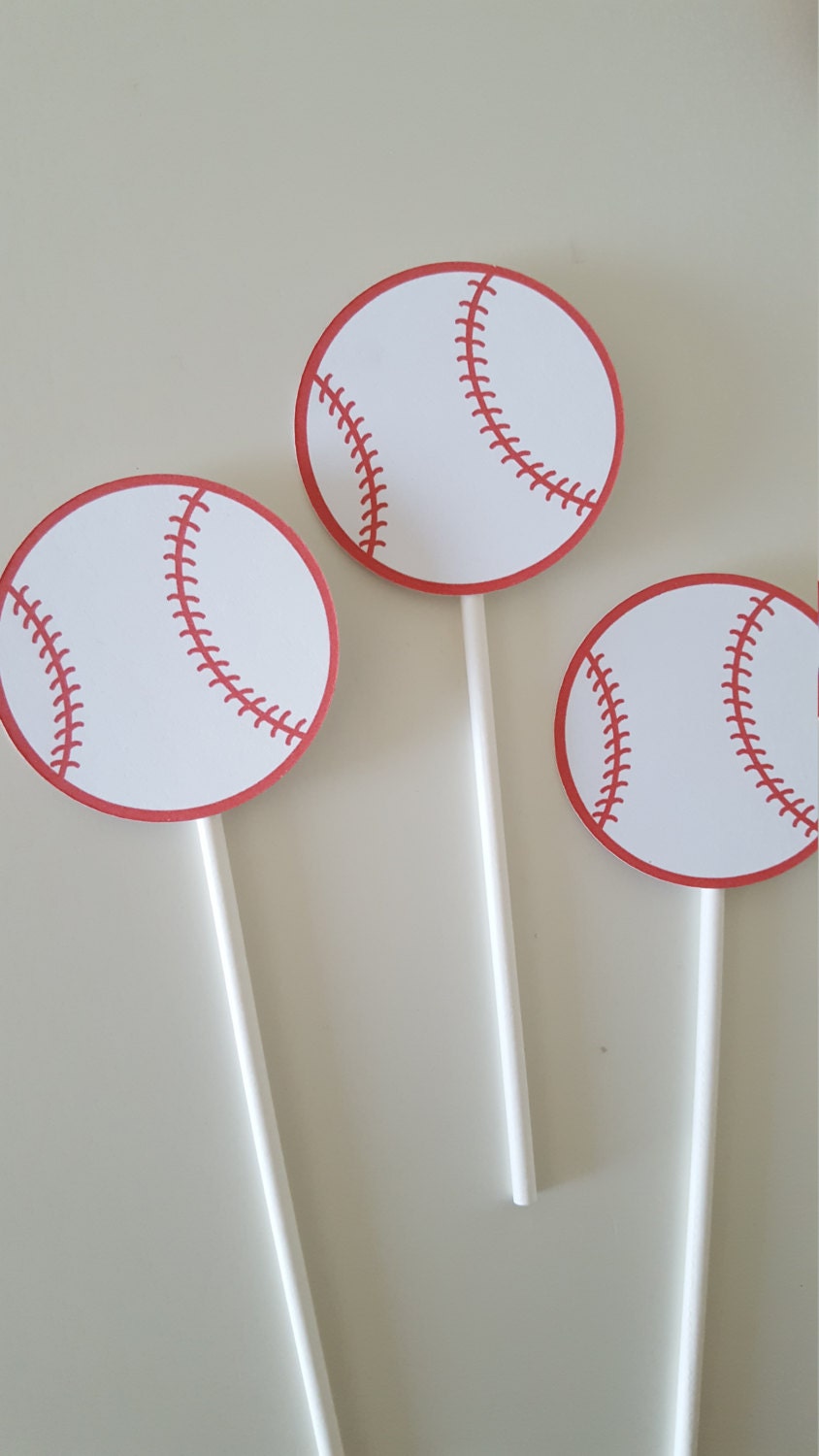 DIY Baseball Cupcake Toppers, Baseball Shower,  Baseball Birthday, Baseball Party