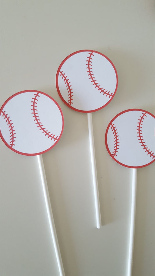 DIY Baseball Cupcake Toppers, Baseball Shower,  Baseball Birthday, Baseball Party