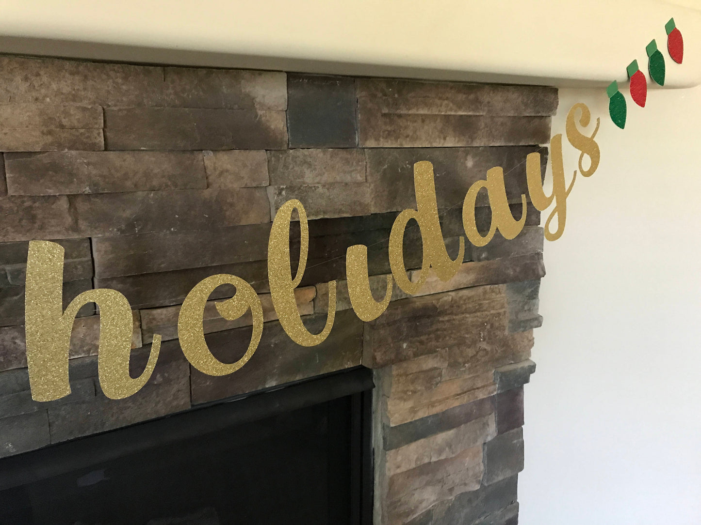 Happy Holidays Banner, Christmas Lights Banner, Glitter Banner, Merry Christmas Banner, Mantel Banner, Happy Holidays, Holiday Party Banner