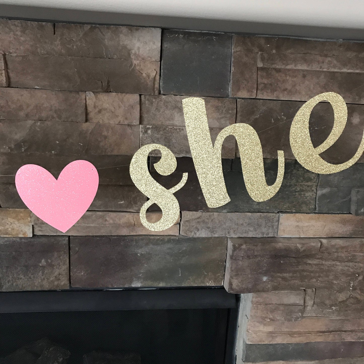 He or she glitter banner, baby shower banner gold, gender reveal party, baby shower decor, baby announcement, boy or girl banner, he or she