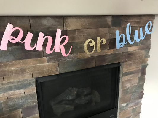 Pink or blue banner / gender reveal banner / he or she banner / boy or girl banner / gender reveal decorations / pink or blue gender reveal