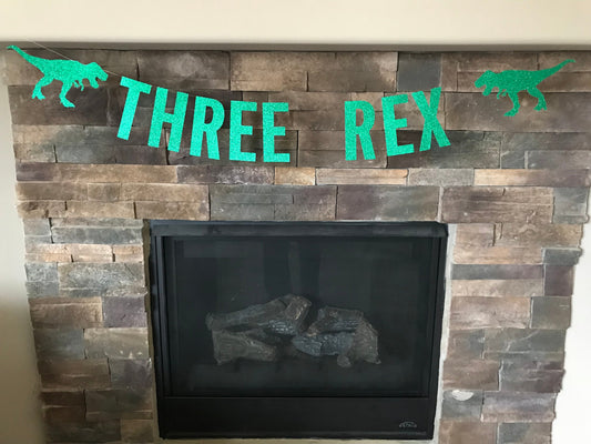 Three Rex banner / three Rex / three Rex birthday / dinosaur birthday / third birthday / 3 Rex / T. rex banner / dinosaur banner