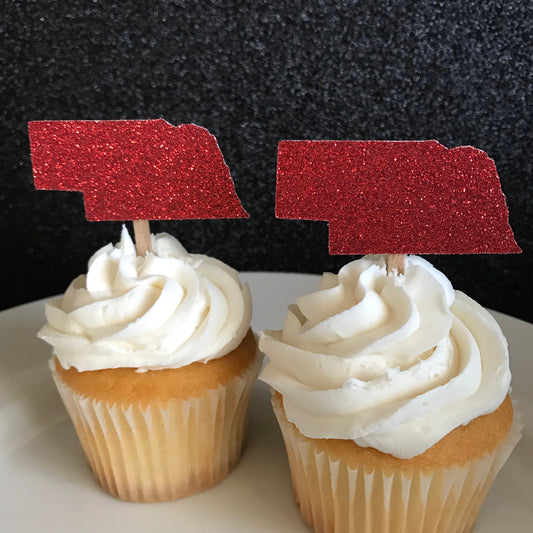 DIY Nebraska cupcake toppers, Nebraska football, Nebraska graduation, graduation party decorations, 2022 graduation, Nebraska bound