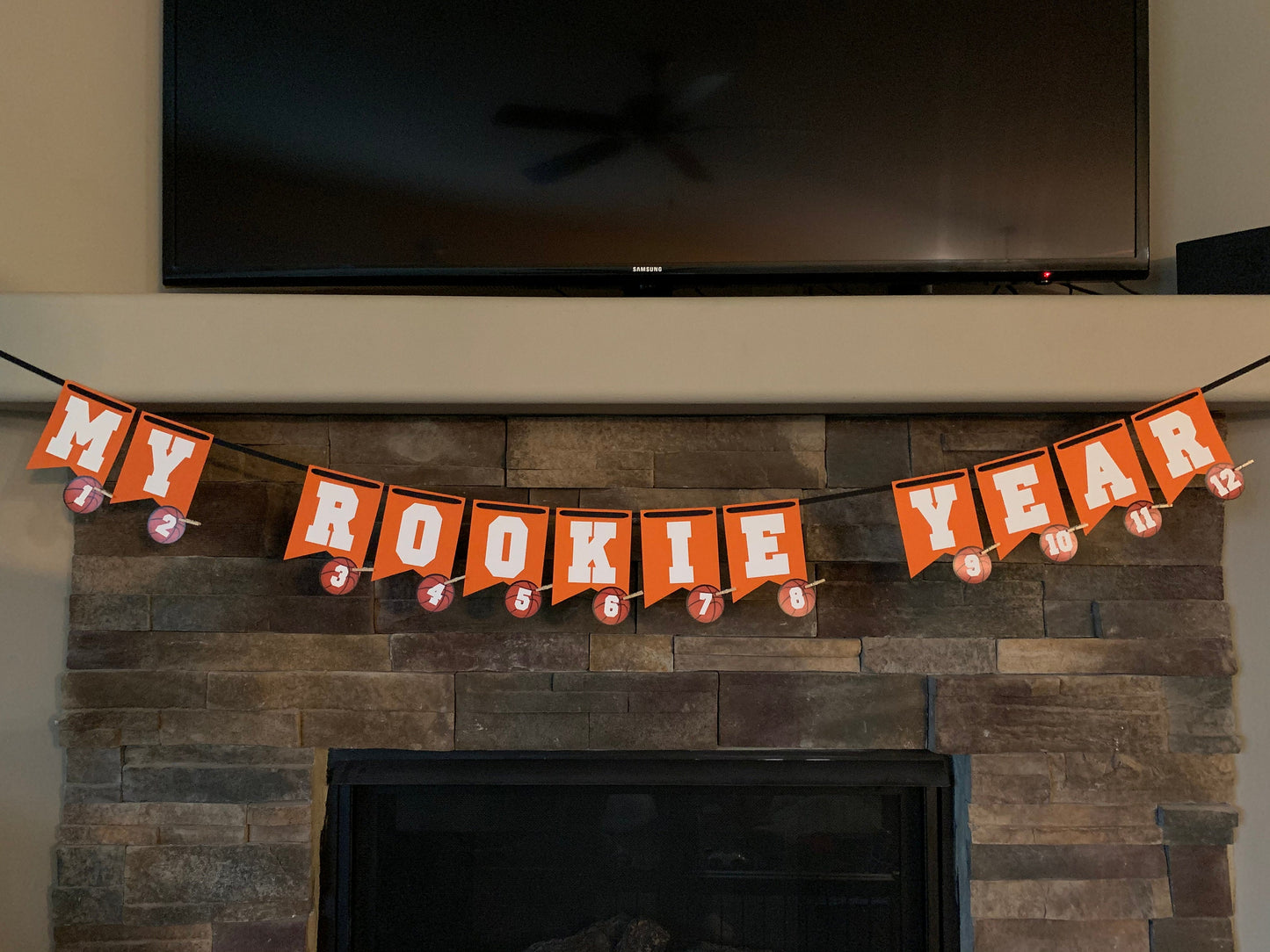 Baby Basketball Banner, My Rookie Year, 1st Birthday Banner, First Birthday Photo Banner, Basketball First Year Banner, Basketball Birthday