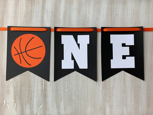 Basketball ONE banner, Basketball High Chair banner, Basketball birthday, Basketball birthday decorations, first birthday, one, sports