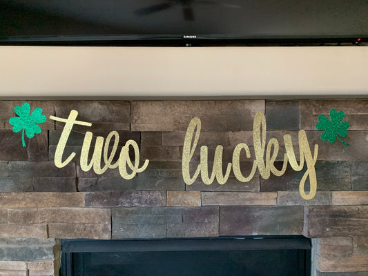 Two lucky banner, two lucky, shamrock banner, st Patrick’s day birthday, st Patrick’s day decorations, 2nd birthday, two decorations