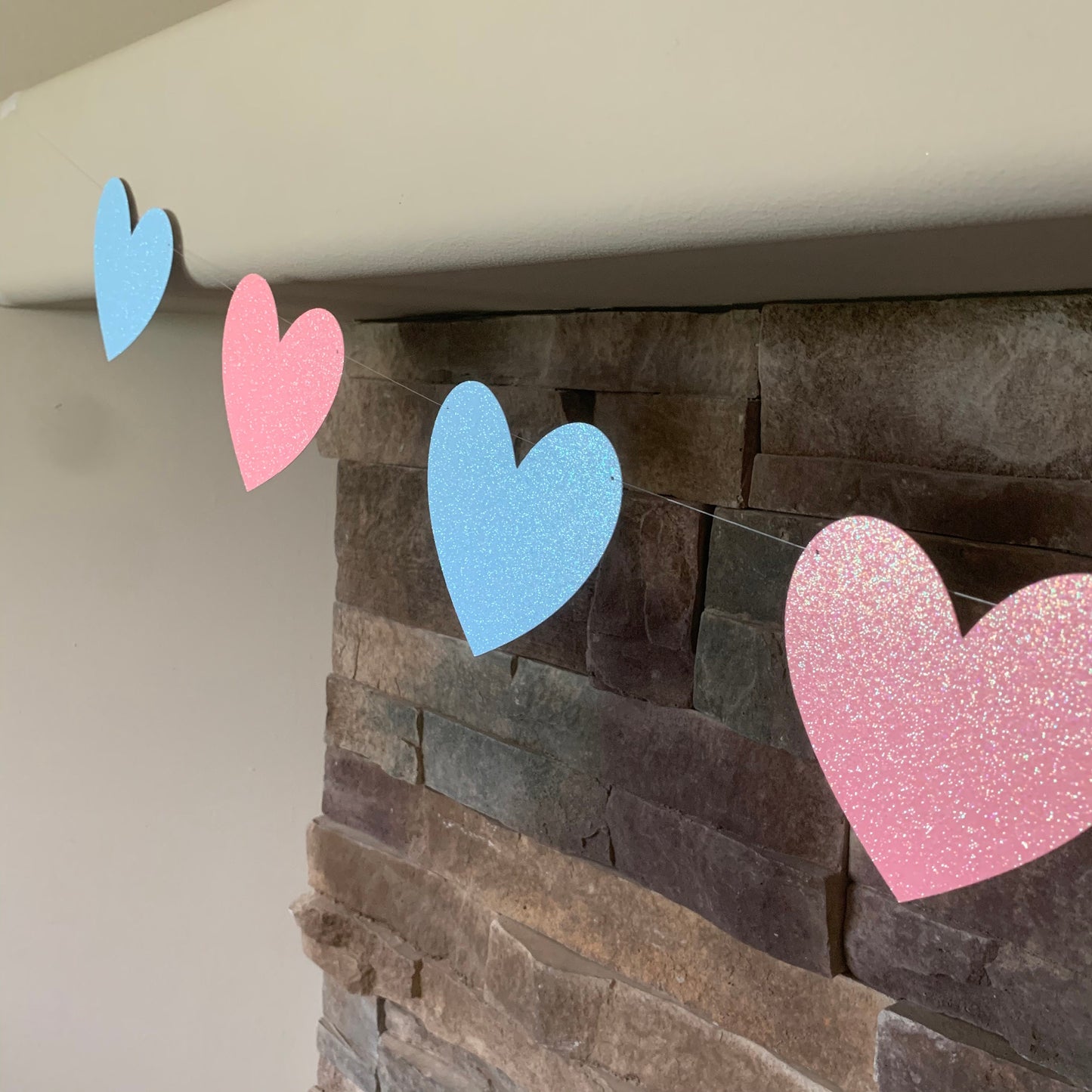 Heart banner, heart bunting, gender reveal heart banner, gender reveal banner, baby heart bunting, baby bunting, boy or girl banner