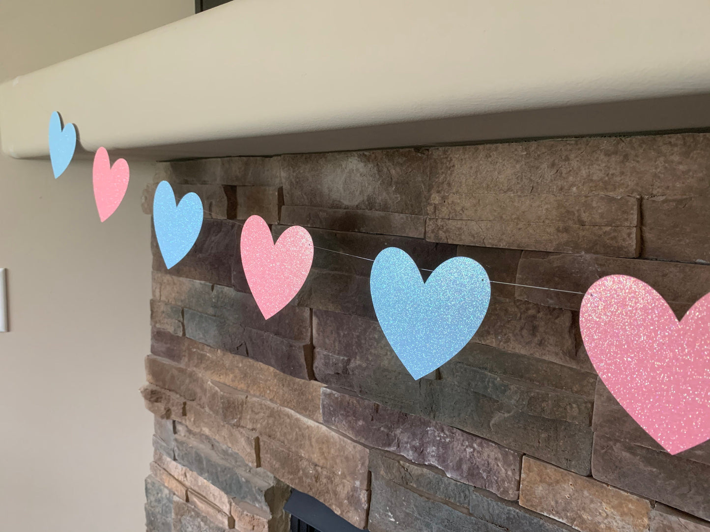 Heart banner, heart bunting, gender reveal heart banner, gender reveal banner, baby heart bunting, baby bunting, boy or girl banner