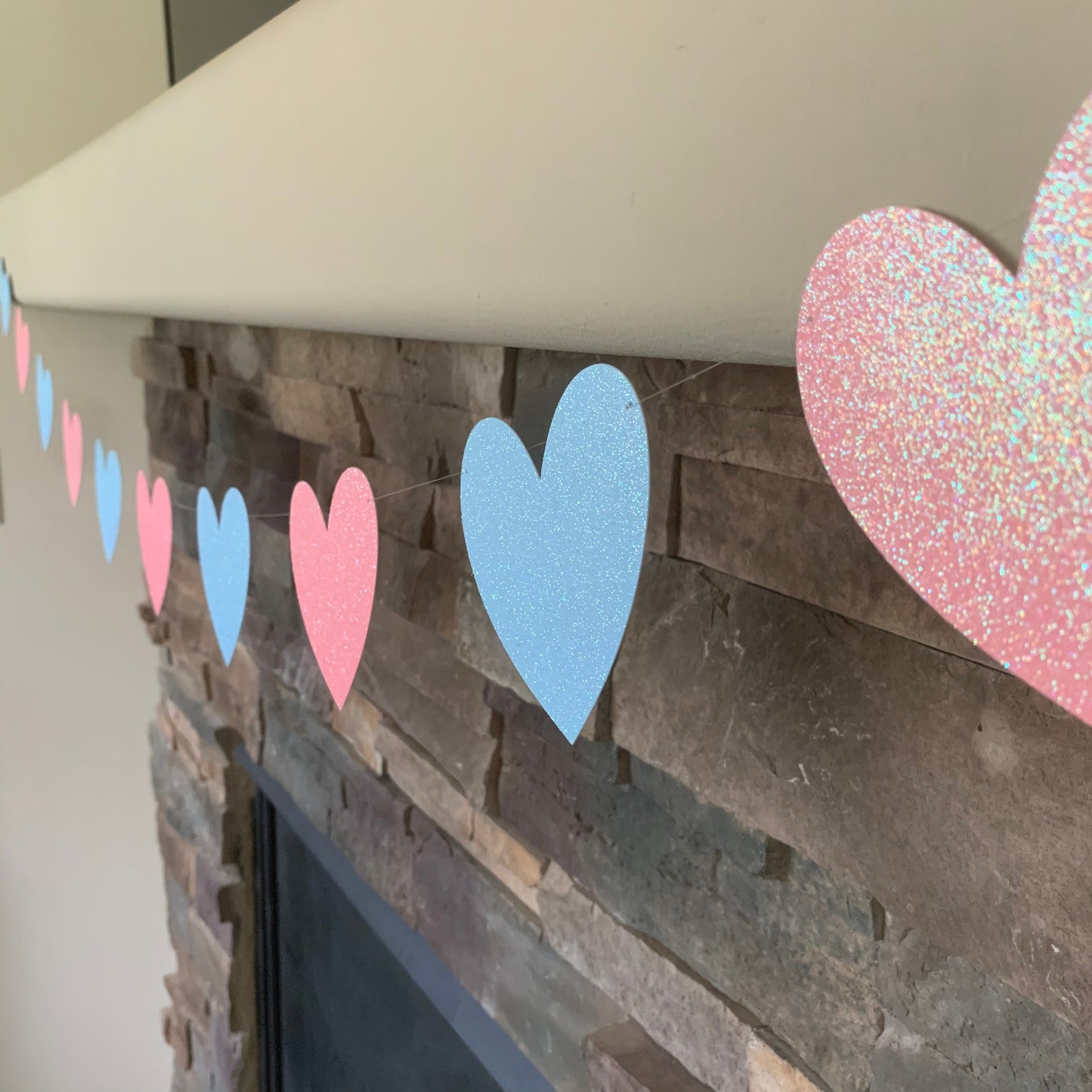 Heart banner, heart bunting, gender reveal heart banner, gender reveal banner, baby heart bunting, baby bunting, boy or girl banner