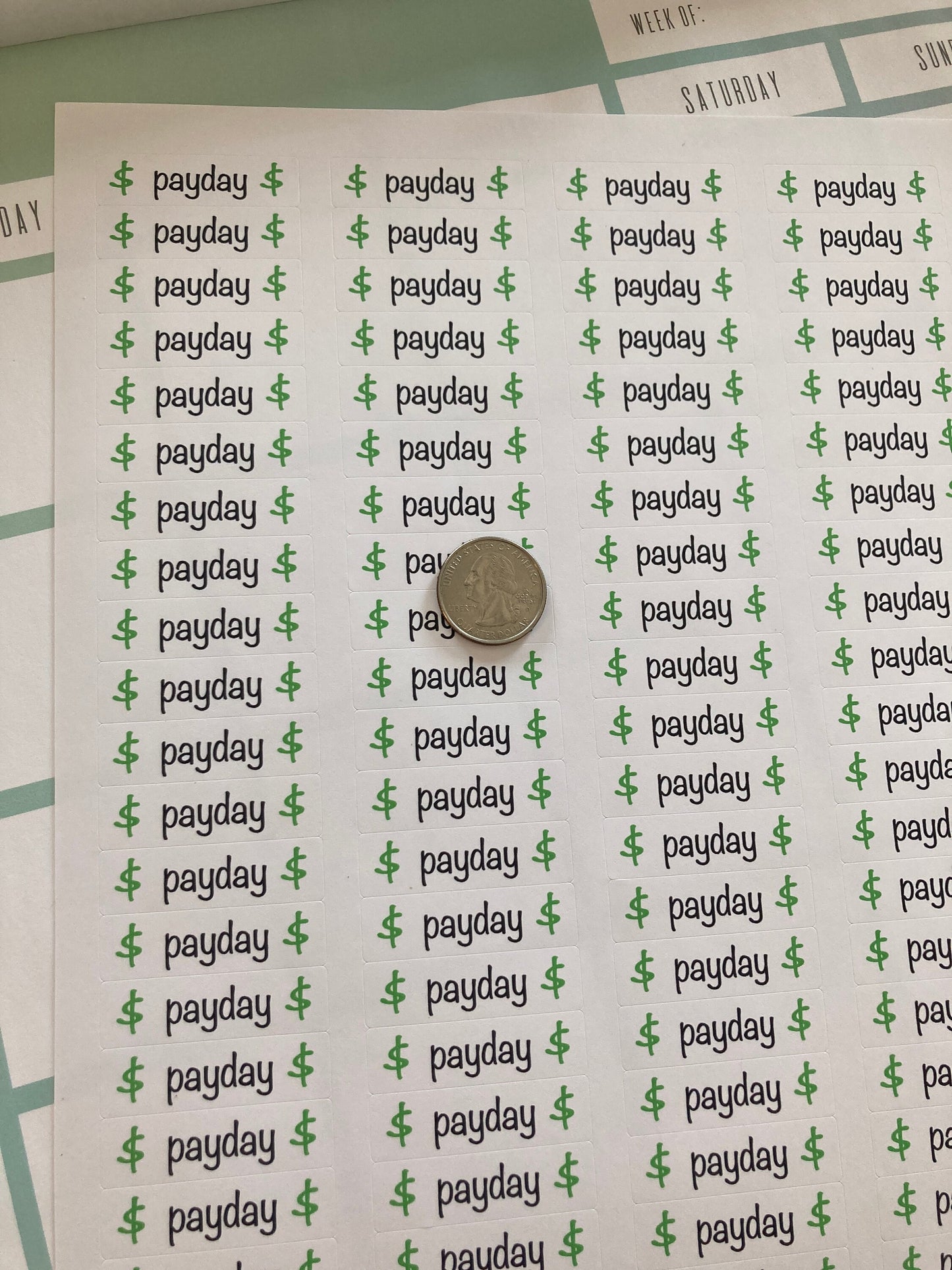 Payday stickers, Payday planner stickers, Payday calendar stickers, 80 payday stickers, Payday agenda stickers, Payday labels