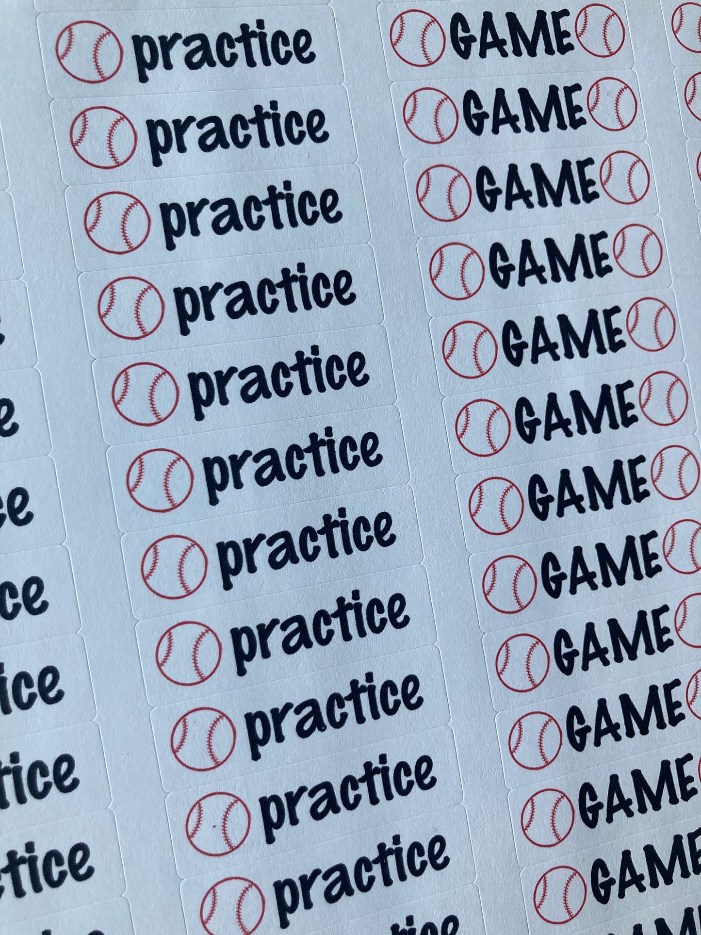 Baseball practice stickers, Baseball planner stickers, Baseball calendar stickers, 80 baseball stickers, Baseball agenda stickers