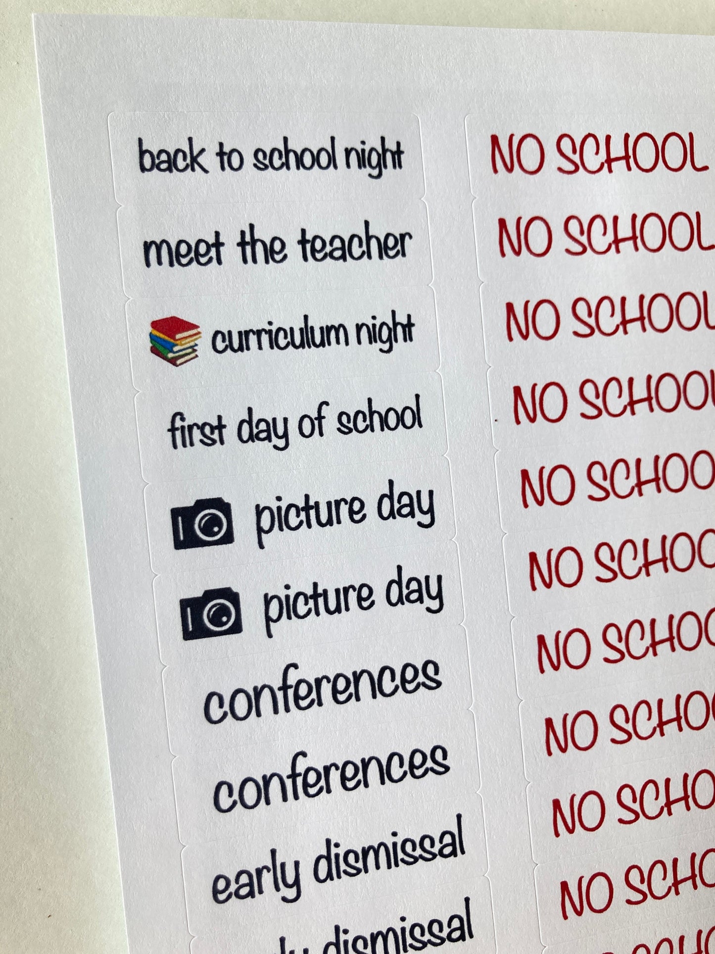 School calendar stickers, School year planner stickers, School events calendar stickers, School year planner stickers, Back to school