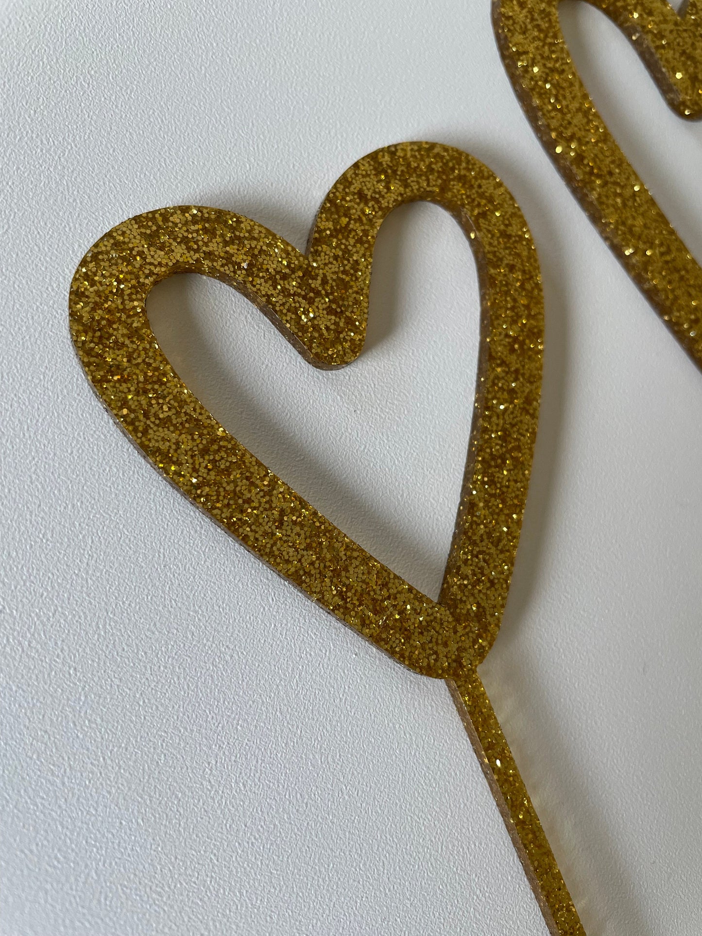 Heart acrylic cake topper, heart cake topper, Heart cake declarations, glitter heart topper, set of 3 hearts, gold heart cake topper