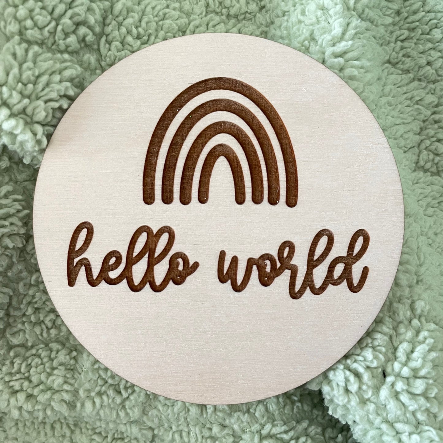 Hello World Baby Sign, Wooden Baby Announcement Sign, Wood Sign for Birth Reveal, Boho rainbow sign, hello world sign, hello world