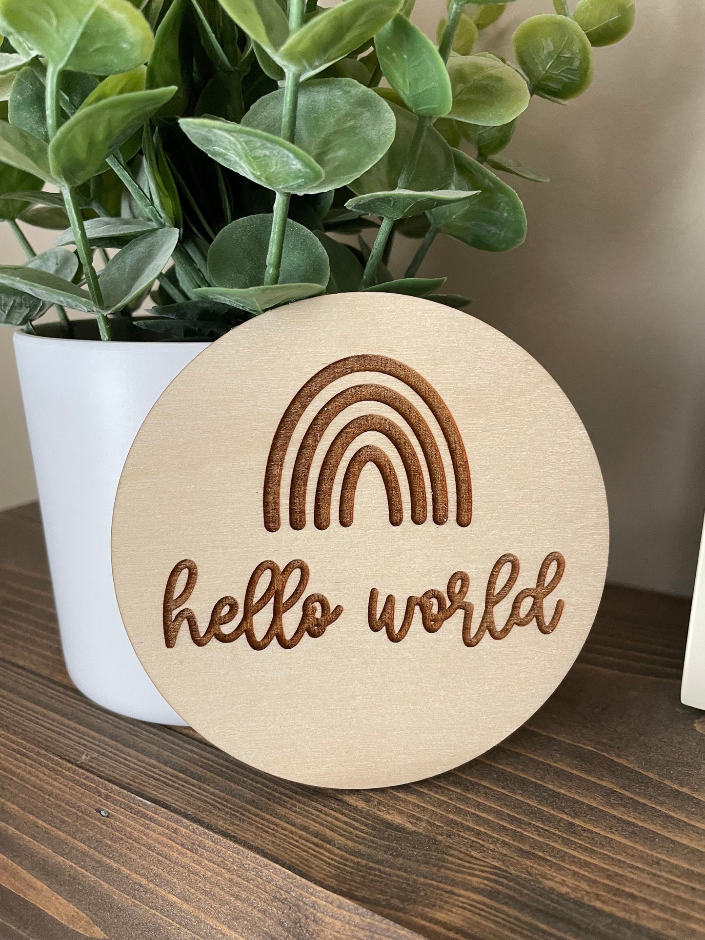 Hello World Baby Sign, Wooden Baby Announcement Sign, Wood Sign for Birth Reveal, Boho rainbow sign, hello world sign, hello world