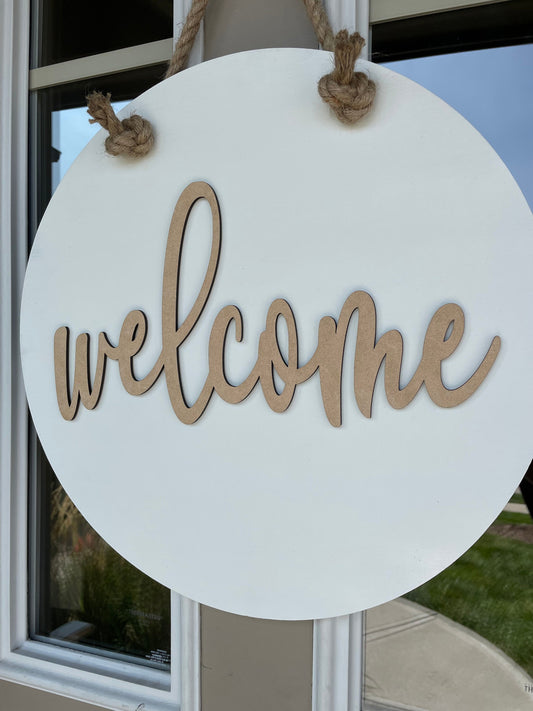 welcome cutout, welcome door sign cutout, mdf welcome cutout, door sign welcome cutout, unfinished welcome cutout, wood welcome cutout