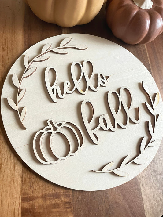 Hello Fall Unfinished Sign, DIY Wood Sign, Unfinished Wood Sign, Paint Party, DIY Fall Sign, DIY Fall Craft, Hello Fall Decor