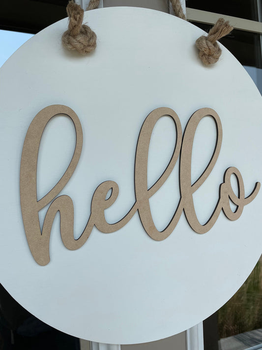 hello cutout, hello door sign cutout, mdf hello cutout, door sign hello cutout, unfinished hello cutout, mdf wood cutout, wood hello cutout