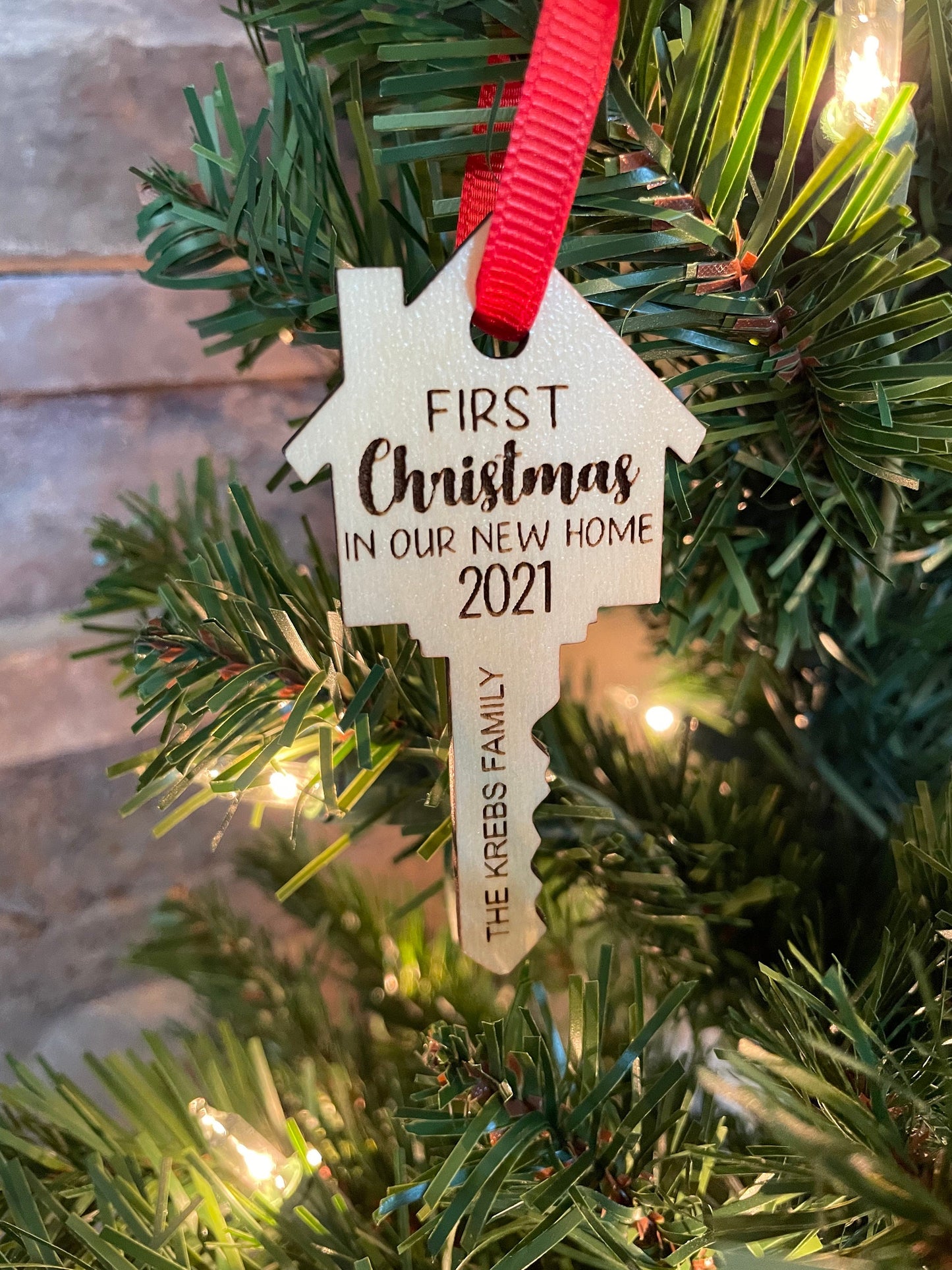 First Christmas in our new home, First Christmas in our new home ornament, Wood Key Ornament, First Home Gift, New home Christmas ornament