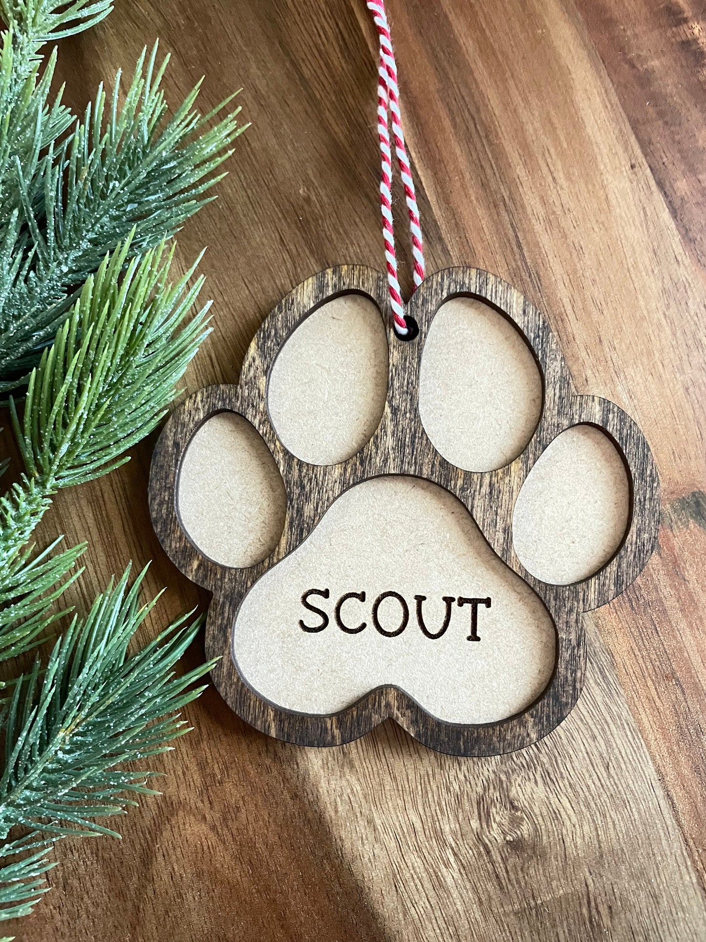 Personalized Dog Name Christmas Ornament, Gifts under 20, Dog paw ornament, Dog ornament, Personalized dog ornament, Dog mom gift