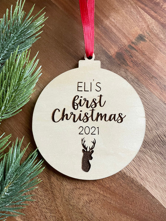 Baby’s first Christmas personalized ornament, babys first Christmas, wooden ornament, deer ornament, Christmas ornament, babys first