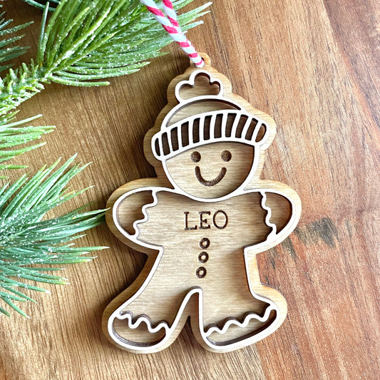 Personalized Gingerbread Ornament, Gifts under 20, Personalized name ornament, Gingerbread man ornament, wooden Christmas ornament