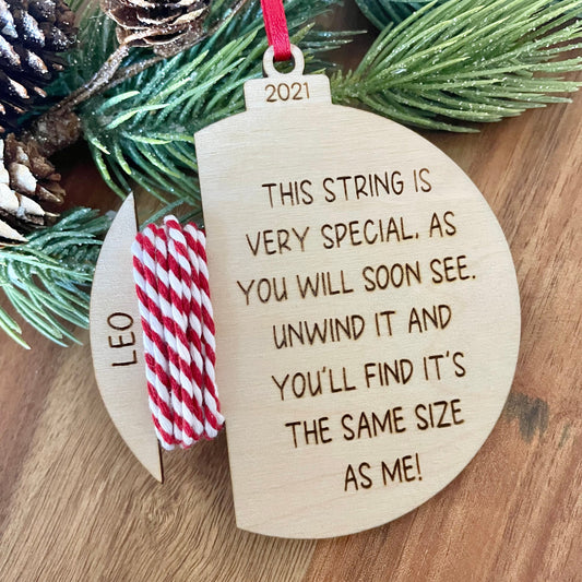 personalized height ornament, Christmas gift ideas, wooden ornament, wooden string ornament, Christmas ornament, parent gifts