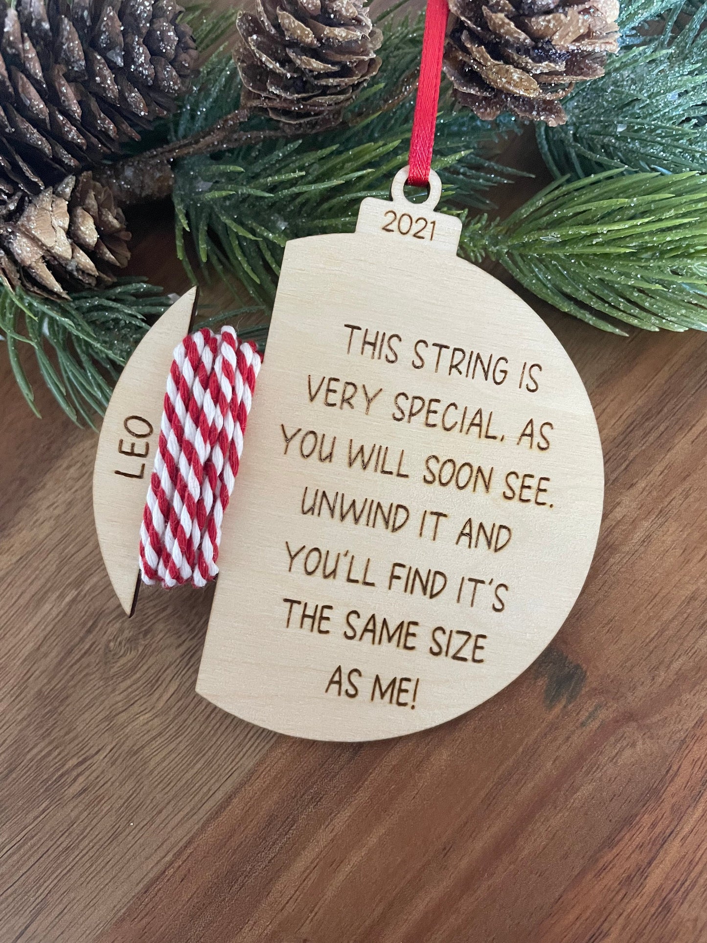 personalized height ornament, Christmas gift ideas, wooden ornament, wooden string ornament, Christmas ornament, parent gifts