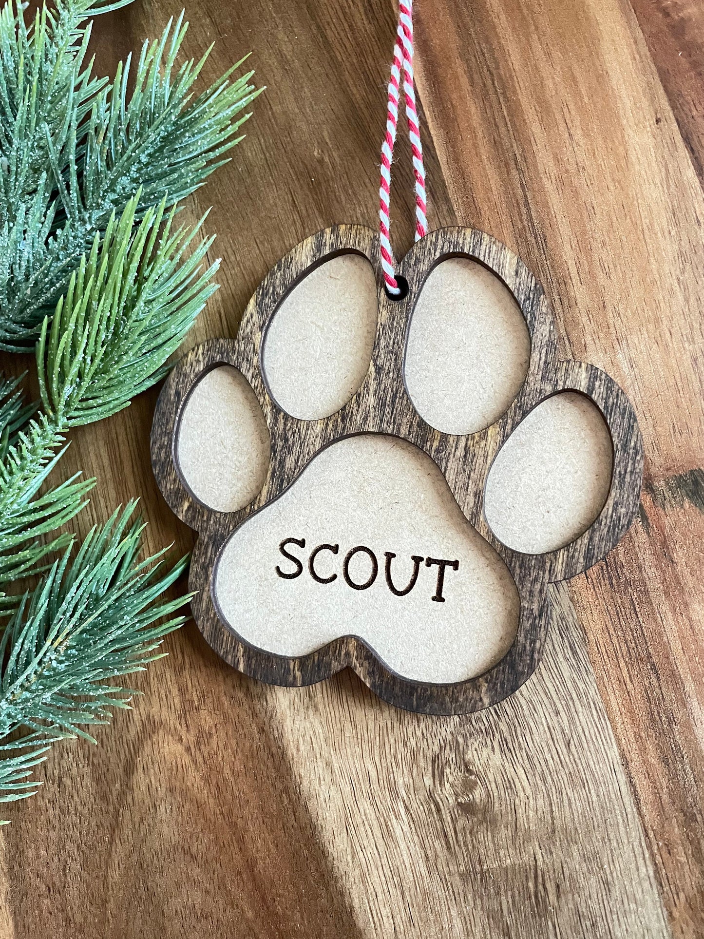 Personalized Dog Name Christmas Ornament, Gifts under 20, Dog paw ornament, Dog ornament, Personalized dog ornament, Dog mom gift