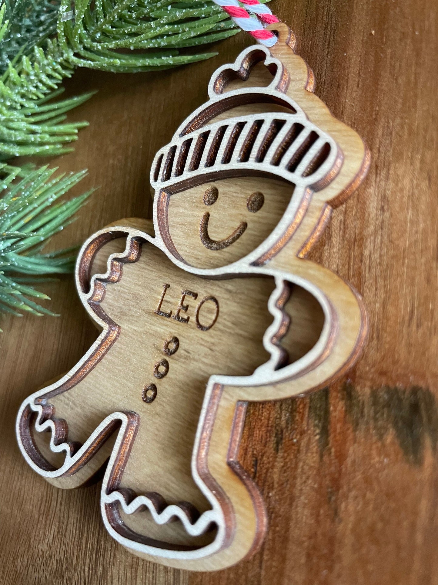 Personalized Gingerbread Ornament, Gifts under 20, Personalized name ornament, Gingerbread man ornament, wooden Christmas ornament