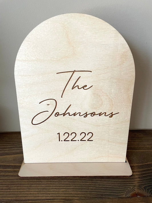 Wedding Table Sign, Engraved Natural Birchwood, Wedding Decoration, Table Decorations, Wedding Last Name Sign, Reception Decoration