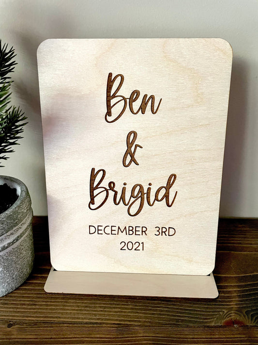 Wedding Table Sign, Engraved Natural Birchwood, Wedding Decoration, Table Decorations, Wooden Bridal Shower Sign, Reception Decoration