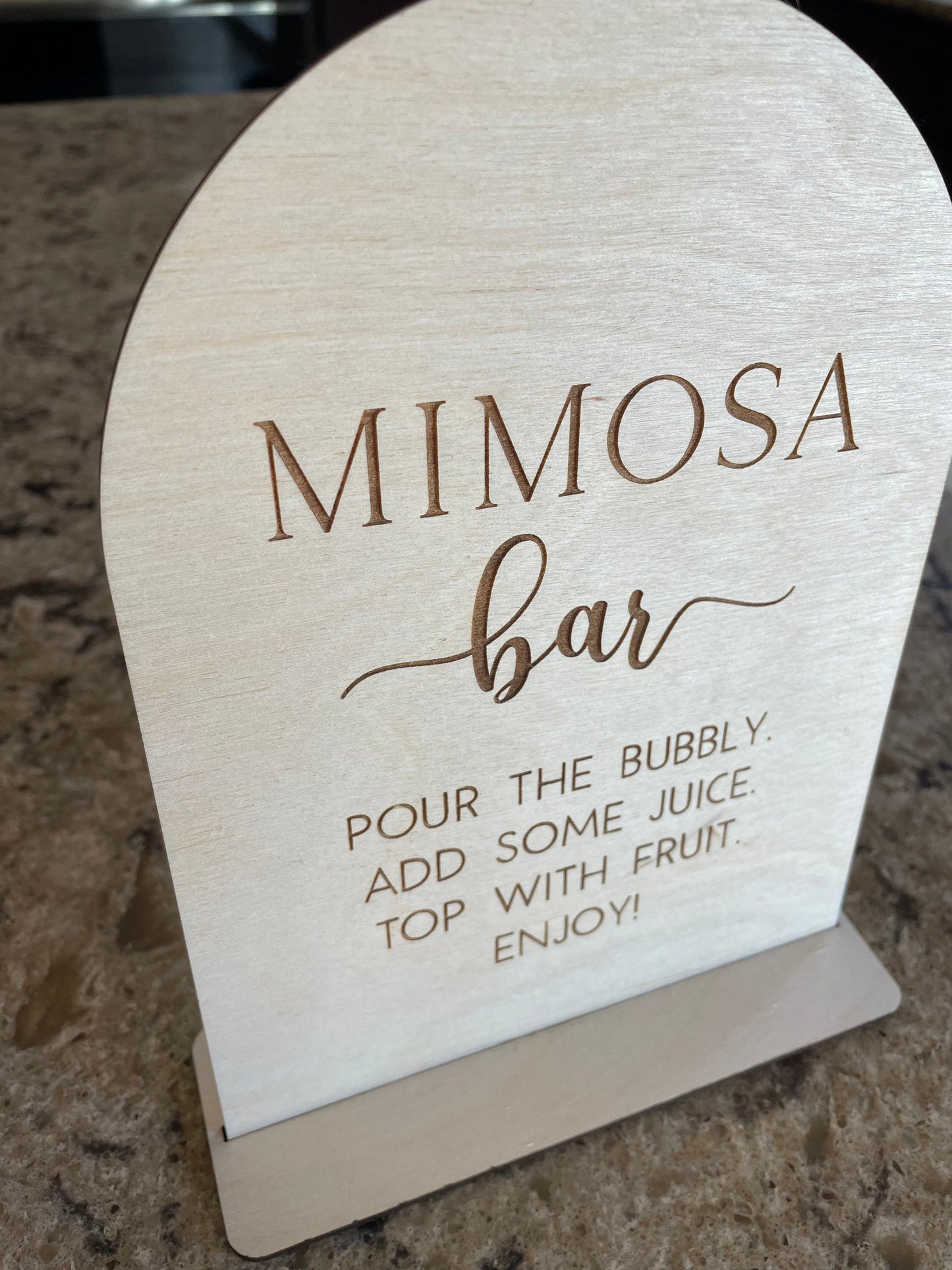 Mimosa Bar Sign, Mimosa Sign, Mimosa Bar Table Sign, Engraved Natural Birchwood Sign, Pour the Bubbly Sign, Bridal Brunch Sign, Brunch Ideas