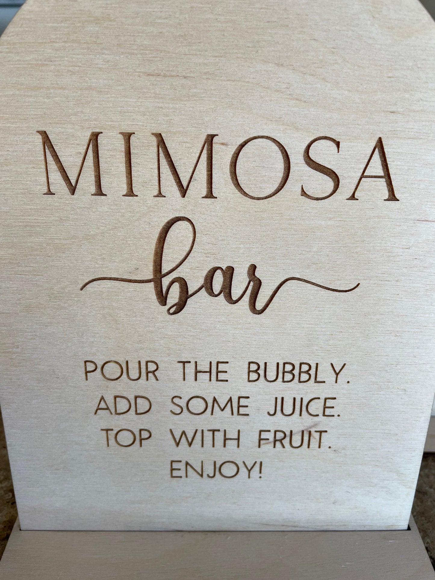 Mimosa Bar Sign, Mimosa Sign, Mimosa Bar Table Sign, Engraved Natural Birchwood Sign, Pour the Bubbly Sign, Bridal Brunch Sign, Brunch Ideas