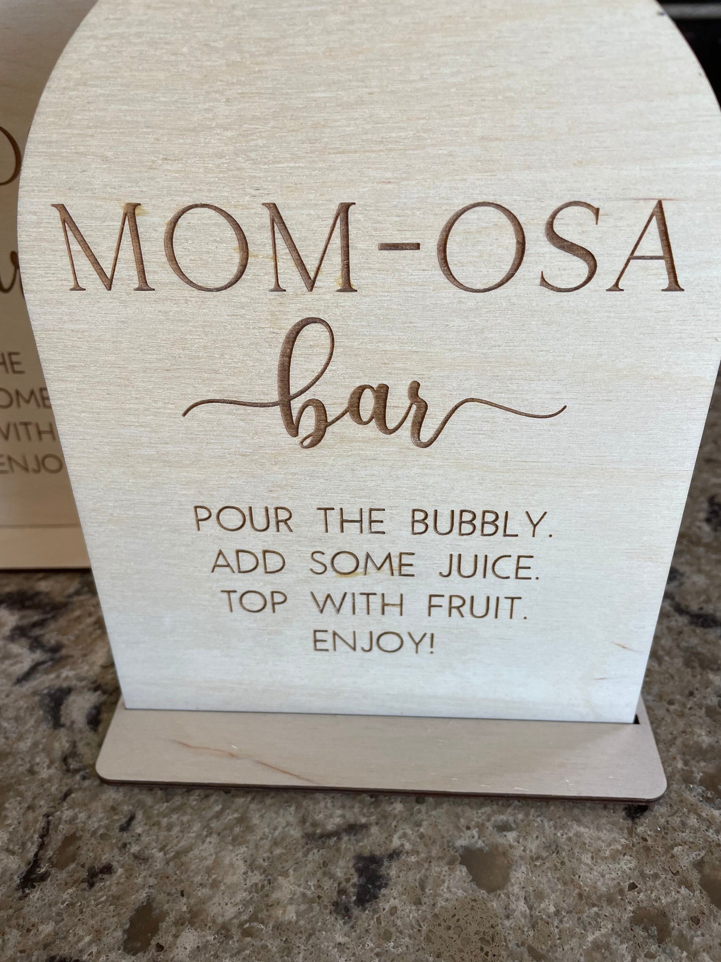 Momosa Bar Sign, Momosa Sign, Mimosa Bar Table Sign, Engraved Natural Birchwood Sign, Pour the Bubbly Sign, Mothers Day Brunch, Brunch Ideas