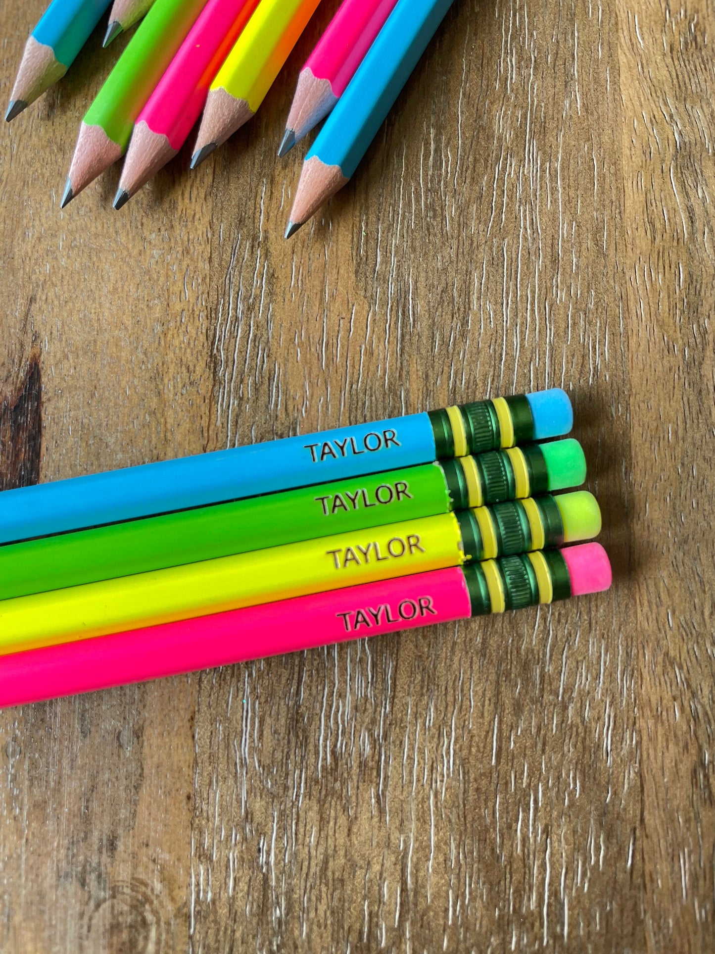 Personalized #2 neon pencils, Personalized Pencils, Engraved Pencils, 18 Pack Pencils, Ticonderoga Pencils, Custom school supplies