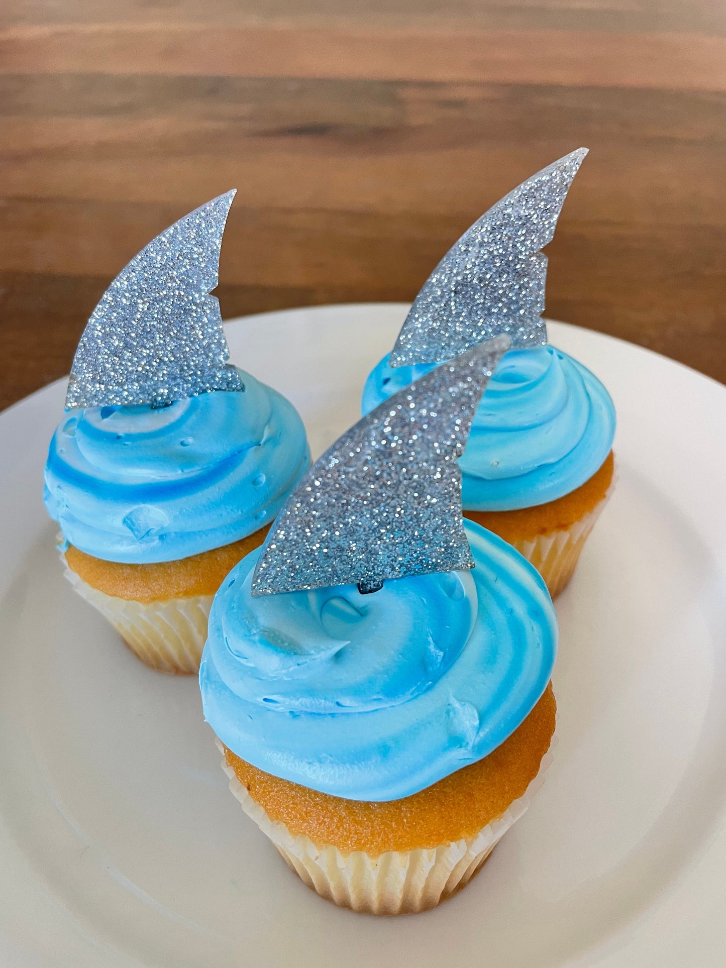 Shark fin cupcake toppers, shark fin toppers, shark birthday decorations, shark party ideas, shark food picks, acrylic shark cake toppers