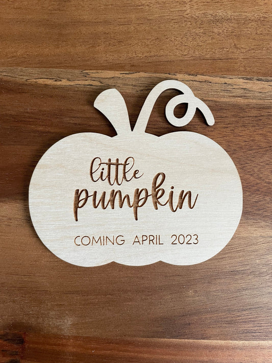 Pumpkin Baby Announcement, Wooden Baby Announcement, Wood Sign for Pregnancy Reveal, Fall Baby Announcement Sign, Pumpkin Baby Sign